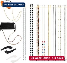 Damanse Eyeglass Chain,8 Pcs Beaded Eye Glasses Strap Holders around Neck For Wo