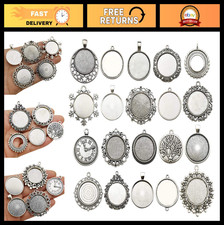 20pcs 25mm Blank Bezel Pendant Trays for Jewelry Making, DIY Cabochon Settings