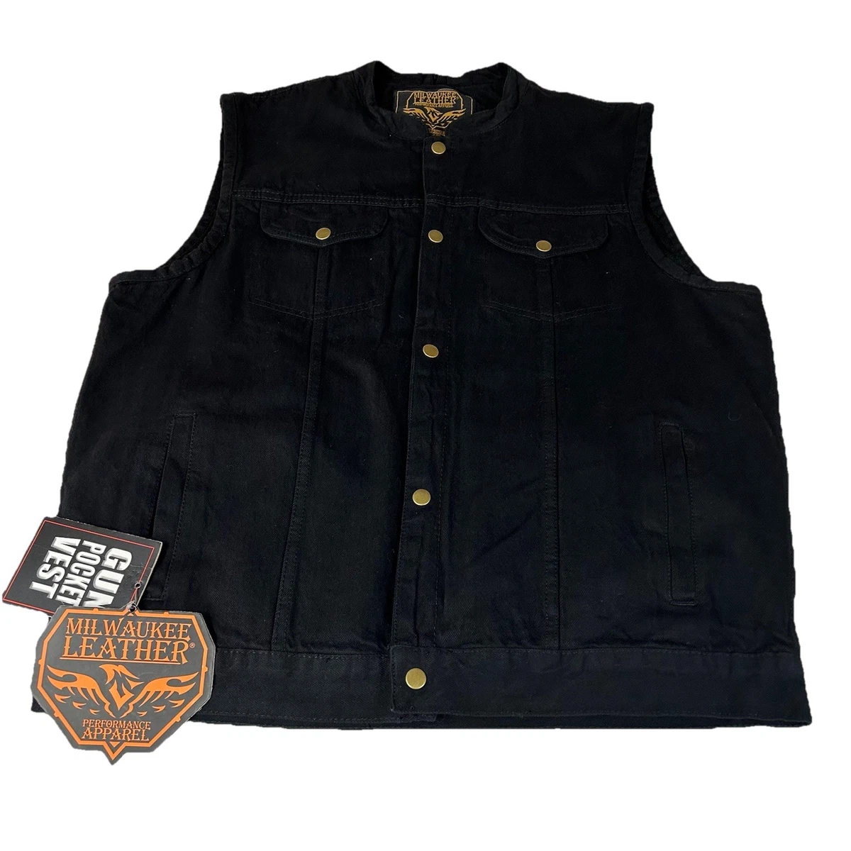 Milwaukee Performance Men’s Black Denim Vest – Concealed Carry Pocket – S To 12XL (DM2238)