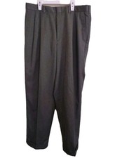 Farah Pants Mens 36/30 Dark Gray Polyester Pleated Dress Classic Fit Straight