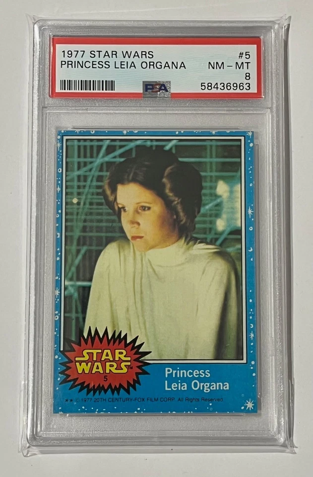 1977 TOPPS STAR WARS CARD - #5 PRINCESS LEIA - SERIES 1 - BLUE BORDER - PSA 8 - Image 3 of 4