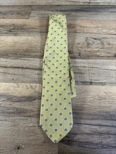 BROOKS BROTHERS 346 Men's 100% Silk Tie USA Gold Polka Dot - Pen Mark On Bottom
