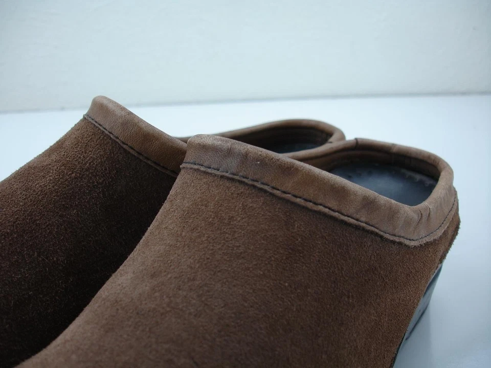 Tamancos femininos 7.5 8 38 Dansko Sanita couro marrom camurça sapatos vintage feitos na Dinamarca - Imagem 4 de 4