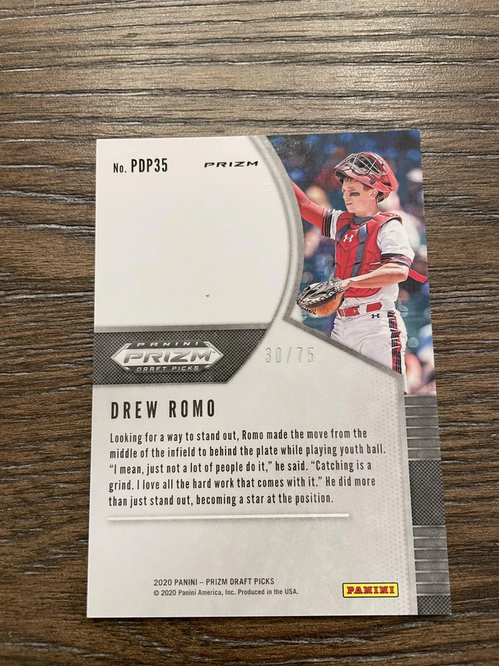 2020 Panini Prizm Draft Picks #PDP35 Drew Romo Lime Green Prizm #/75 - Image 2 of 2