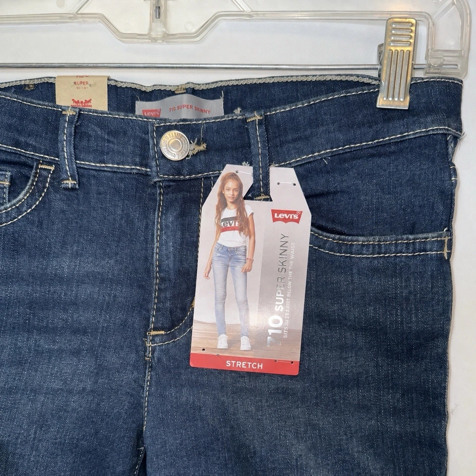 Levi’s NWT Girls 710 Super Skinny Jeans 10 Reg Stretch Dark Wash - Image 2 of 4