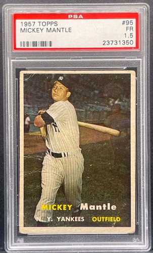 1957 Topps Baseball - Mickey Mantle #95 Vintage HOF Card - Graded PSA 1.5 FAIR