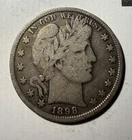 1898 Barber Half Dollar Silver 50C Estate Coin Better Details Circulated