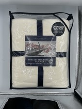 Berkshire Life Softest Microplush Oversized Blanket Full/Queen Ivory 98x92 New