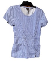 Jaanuu scrubs women XS round Neck short sleeve Striped Cotton/polyester