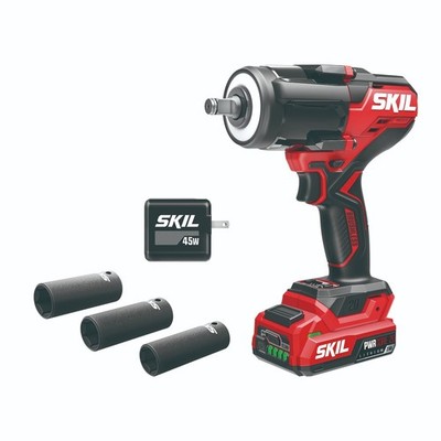 SKIL 20 Volt Brushless 1/2 Inch Impact Wrench with 2.0Ah Battery and Charger