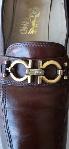 Salvatore Ferragamo Women's Loafers Gancini Gold Buckle Leather Brown Size 9 - Picture 6 of 15