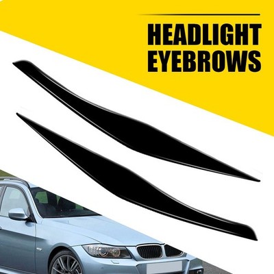 For 3 BMW Series E90 E91 05-12 Headlight Eyelid Eyebrow Trim Black Accessory New