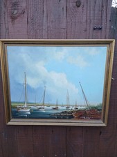 Oil painting Of Sailing Ships Vintage And Signed