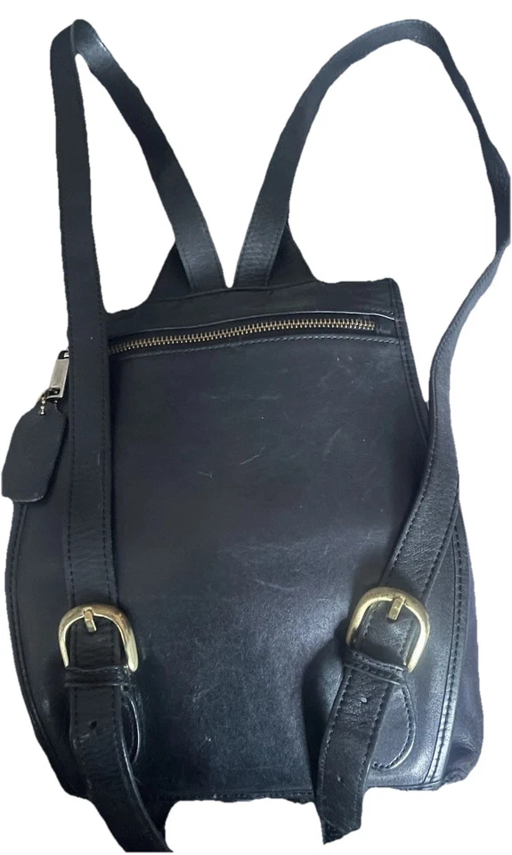 Coach Black Leather Backpack (9” x 12” x 5”) - Image 2 of 4