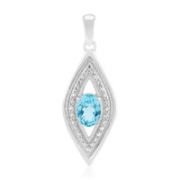 Cavill SilberanhäNger Blauer Apatit 1,02Ct Oval Zirkon Rhodiniert 925
