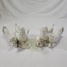 Vintage Retired Set Of 2 Fritz & Floyd White Double Pheasant Candle Holders