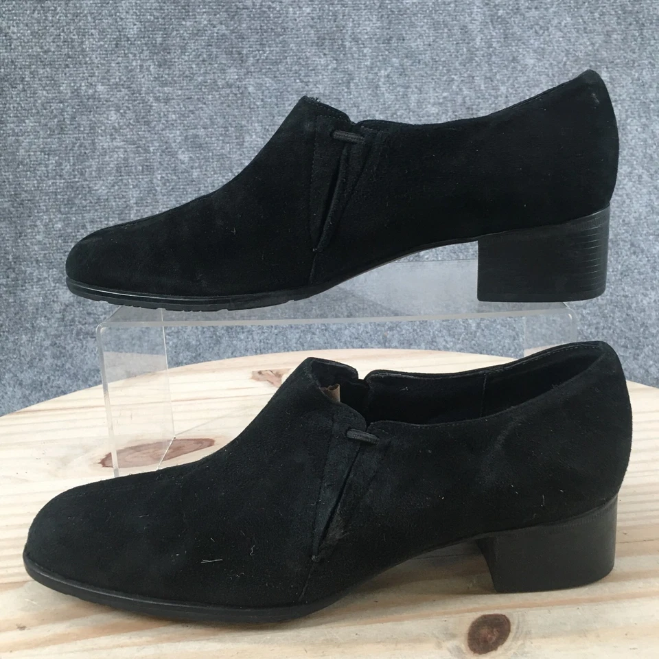 Zapatos de tacón Munro Americanos para mujer 8,5 N informales cómodos negros gamuza sin cordones Foto 2 de 4