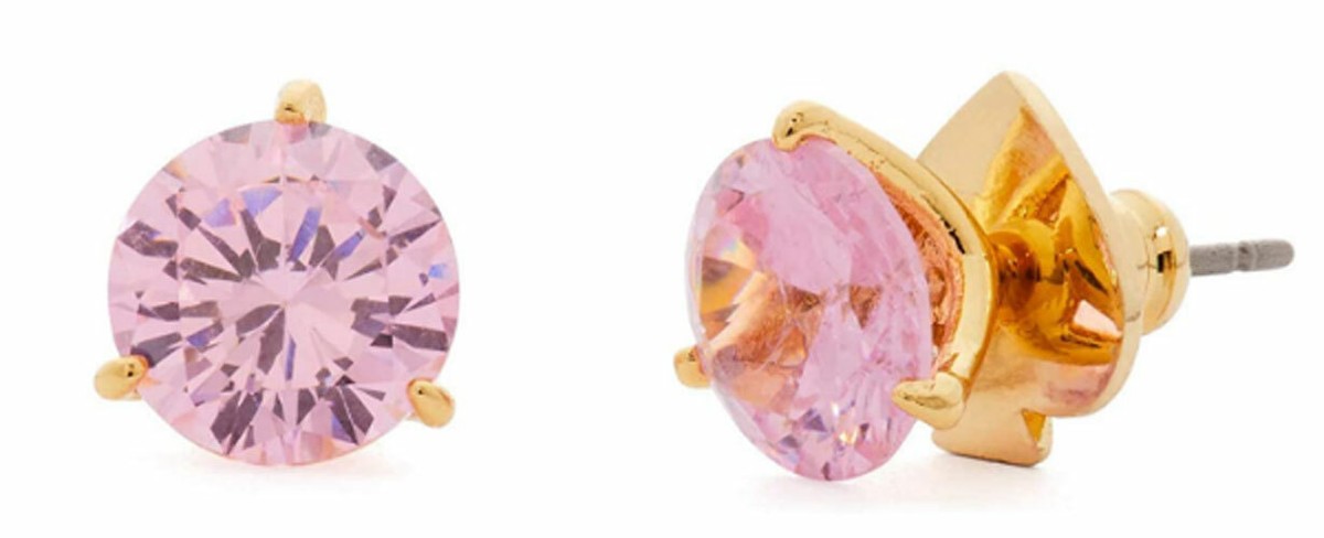 Kate Spade Brilliant Statements Trio Prong Studs Earrings Pink