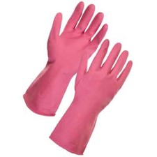 Household Rubber Gloves Non Slip Long Sleeve Washing Up Cleaning Pink Blue Yello