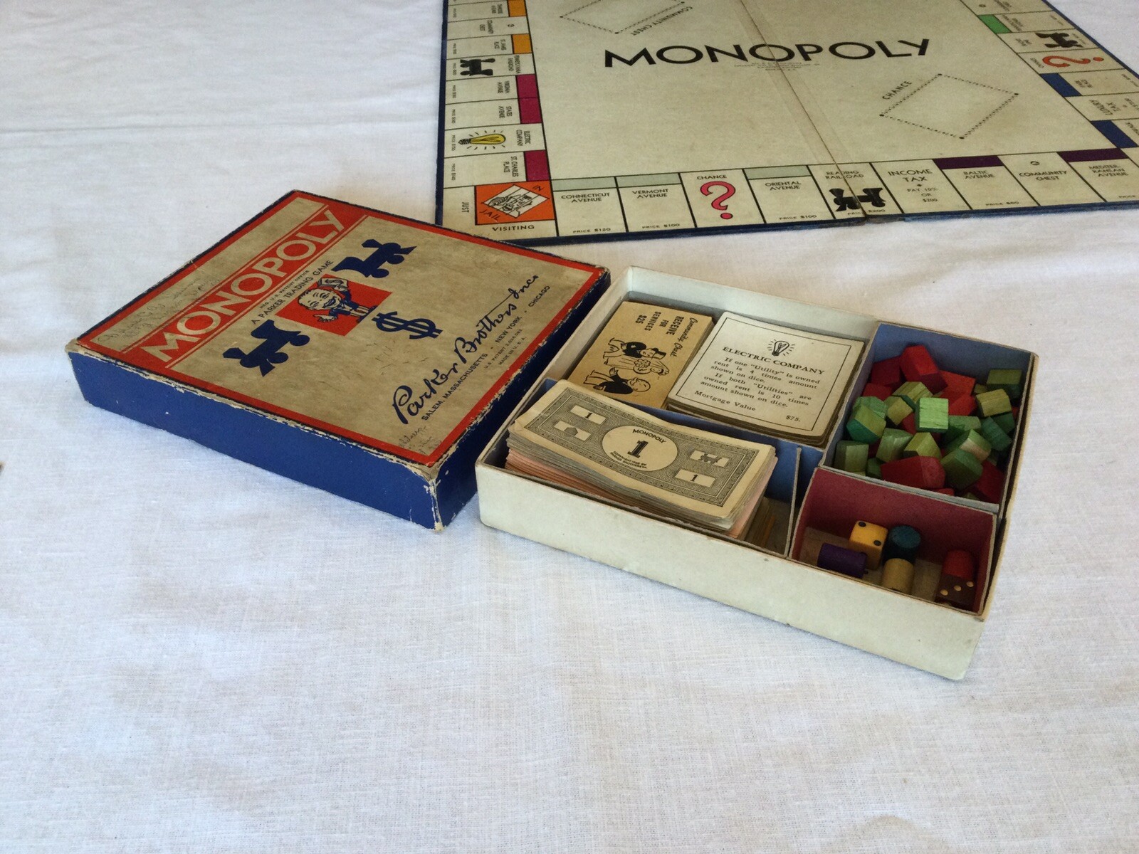 Vintage WWII Monopoly Board Game 1941-1946 Wood Tokens | eBay
