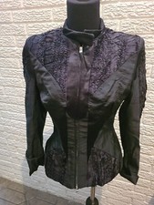 Rare Alexander Mcqueen Black Jacket 8 100%silk Made In Italy Nwt