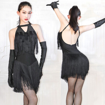 Latin Tassels Rumba Samba Ballroom Performance Dance Dress Salsa Cha Cha Rhythm