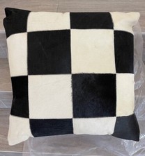 Decorative Throw Pillow Square Block Faux Leather Hide 22" x 22"