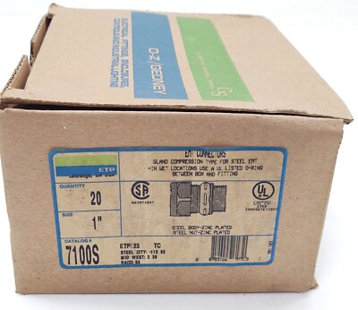 (40) EGS ETP 1'' EMT CONNECTORS GLAND COMPRESSION 7100S STEEL CITY