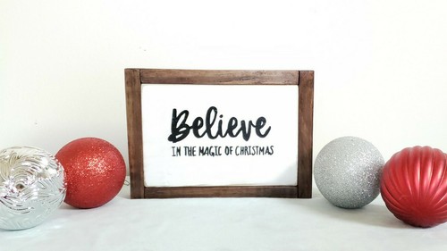 Small Distressed Christmas Decor Block Sign, Believe in the Magic of Christmas - Picture 2 of 5