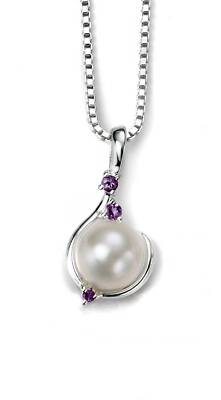 Elemente Silber, weiße Perle und Amethystanhänger