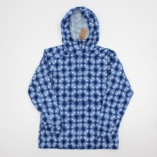 New Duluth Trading Jacket Womens Xs Blue White Tie Dye Geometric Rain Grabreaker
