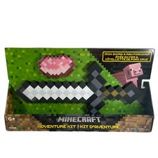 New Rare Minecraft Adventure Kit Iron Sword Raw Porkchop Foam Roleplay Toy Set