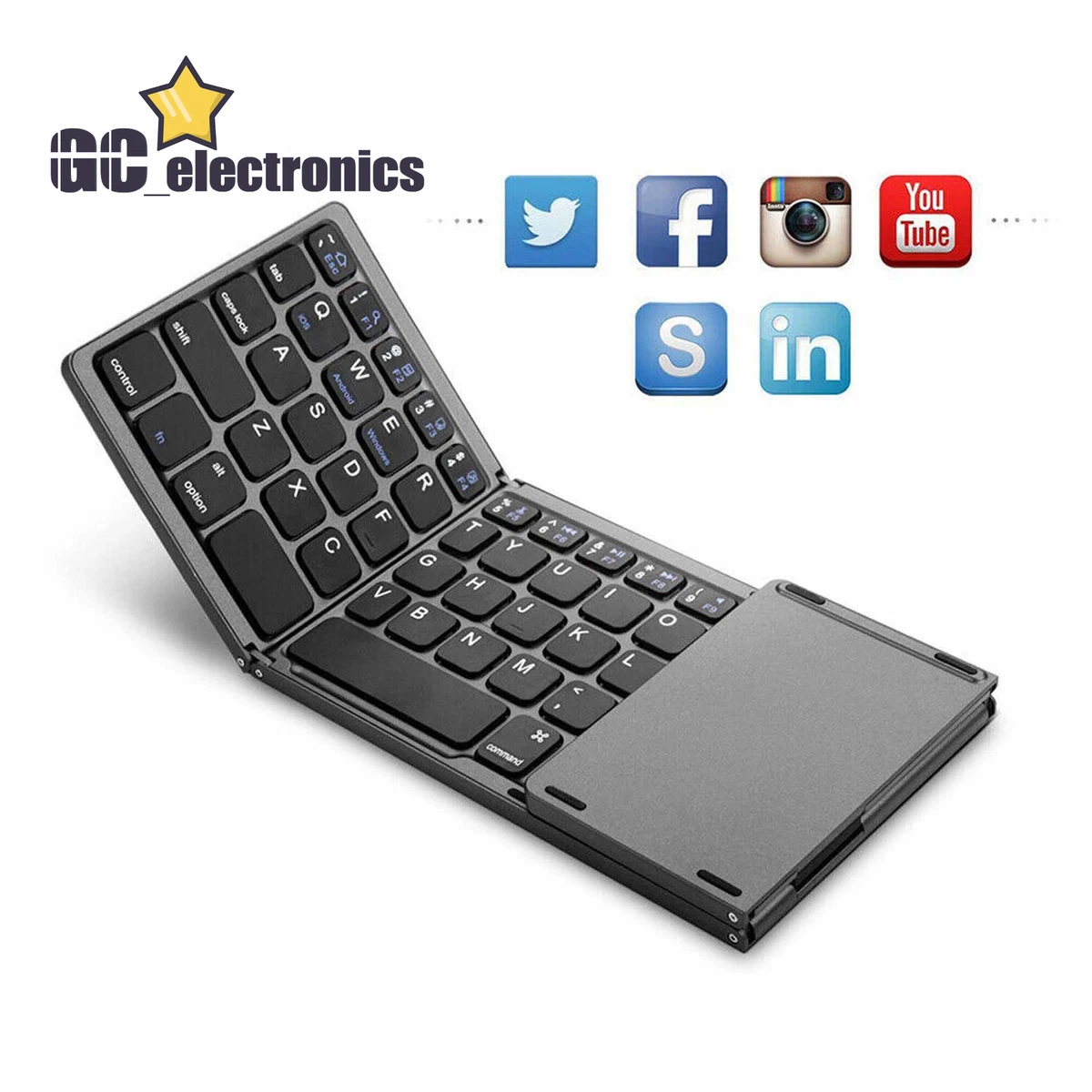 hvordan hundrede Den aktuelle Tri Folding bluetooth Wireless Keyboard with Touchpad For Phone Tablet PC A3GS | eBay hvordan hundrede Den aktuelle Tri Folding bluetooth Wireless Keyboard with Touchpad For Phone Tablet PC A3GS | eBay