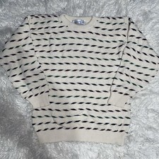 Vintage American Crew Club Sweater Size Large Ivory 90’s Made In USA 3D Knit