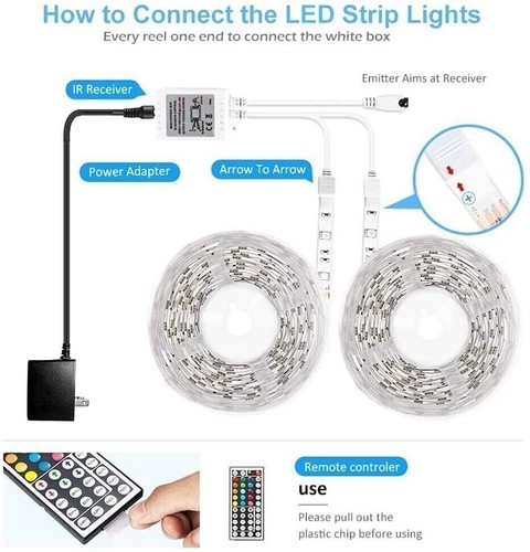 32ft LED Strip Lights Remote Control Bedroom for Indoor Use - Picture 7 of 16