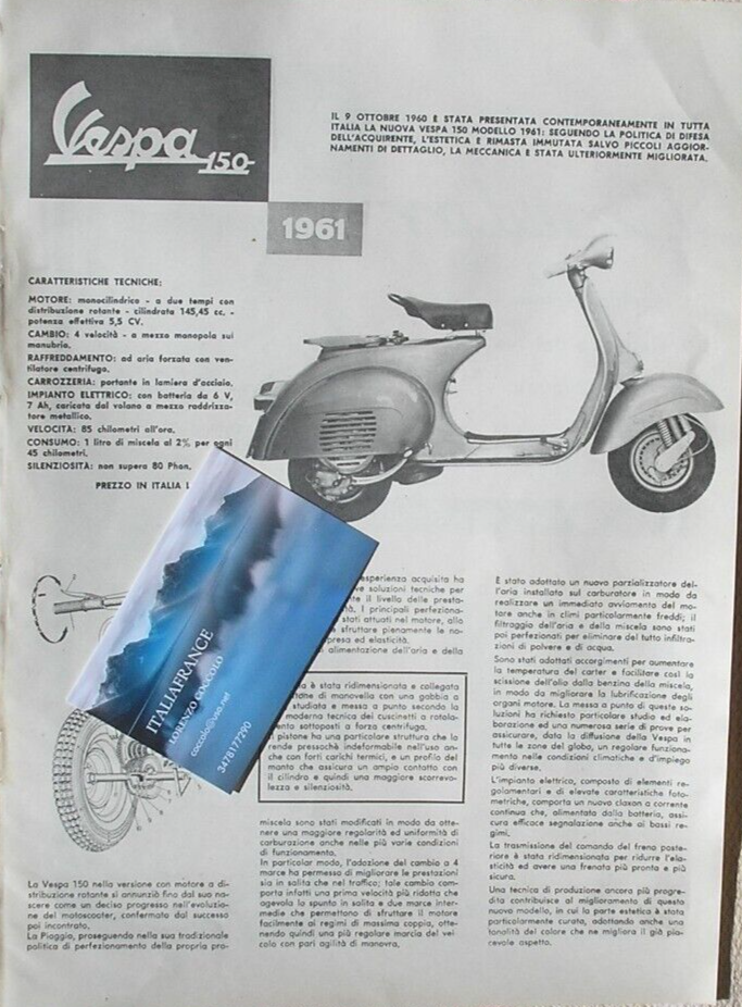 Modelli Vespa Vespa 125 Del 1960 Scheda Tecnica Vespa 150 Sprint