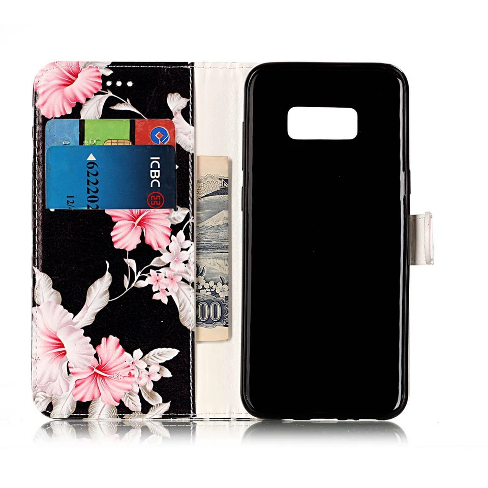 Painted Pattern PU Leather Card Wallet Flip Case Cover For Samsung Galaxy Phones - Image 3 of 4