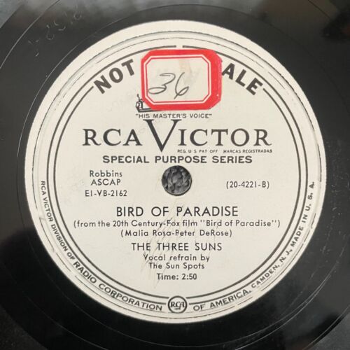 THE THREE SUNS RCA Victor 20-4221 PROMO 78rpm Bird of Paradise/At the End of the - Picture 1 of 4