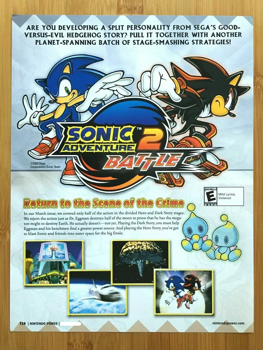 2002 Official Sonic Adventure 2 Battle Gamecube Nintendo Power Poster  Authentic