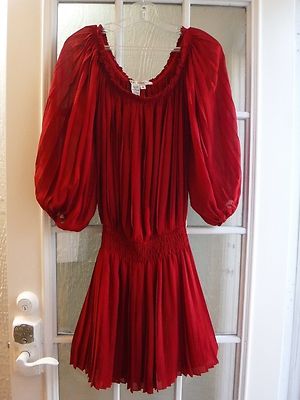 Max Studio Red Pleated 3/4 Sleeve Dress Women's Small Great Condition