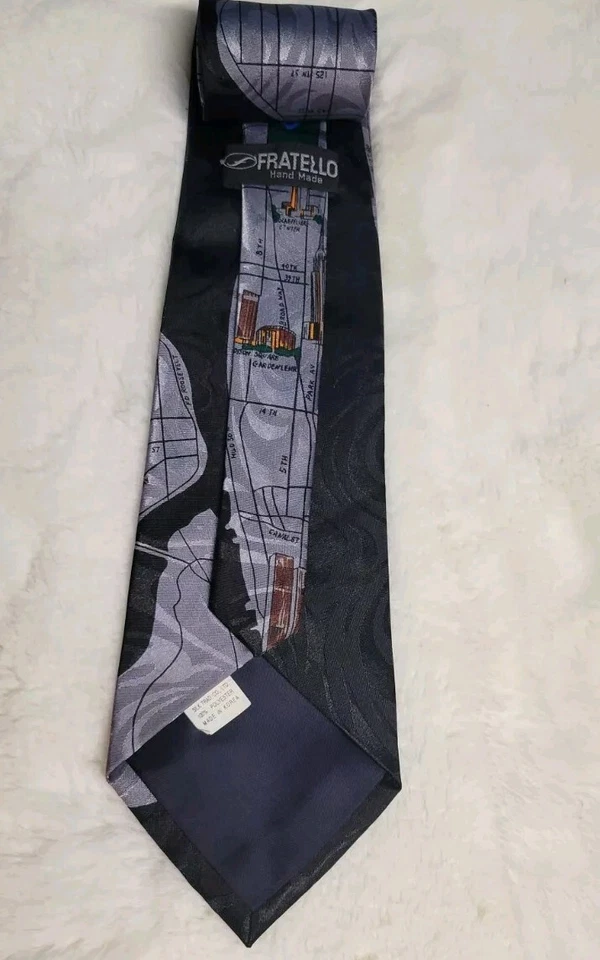 Corbata Fratello Para Hombre Mapa de Manhatten Hecha en Corea Hecha a Mano Foto 3 de 4
