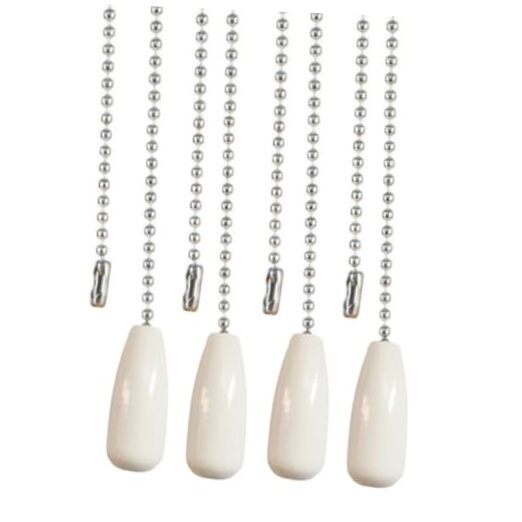 4pcs Wooden White Decorative Ceiling Fan Pull Chain Extender-image