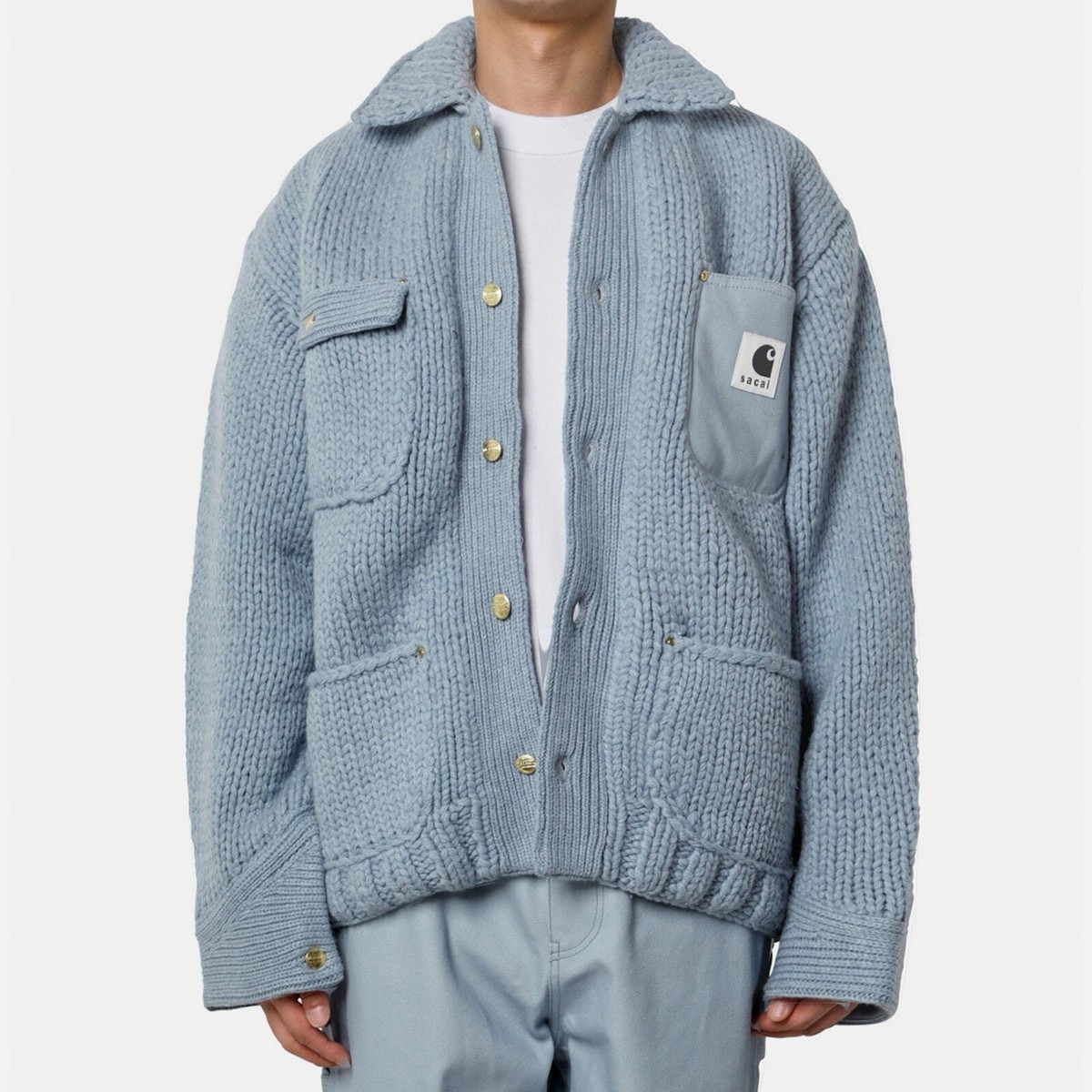 Sacai X Carhartt Michigan WIP Baby Blue Knit Chore Jacket 3