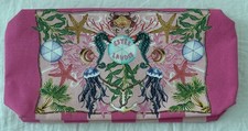 ESTEE LAUDER Coastal Tropical Seashell Makeup Cosmetic Bag Zip Pouch Canvas 10"