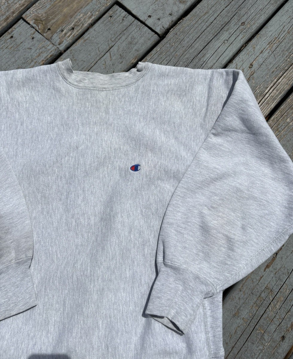Vintage Champion Reverse Weave Crewneck Logo Embroidered Gray