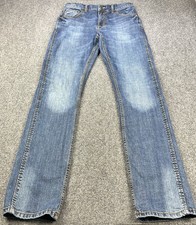 Wrangler Jeans Mens 32x36 Blue Retro Slim Fit Straight Cowboy Western Boot Wear