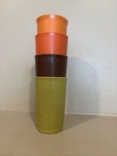 Vintage Tupperware Kids Tumbler Cups Harvest Colors Yellow, Orange,Green Lot 4