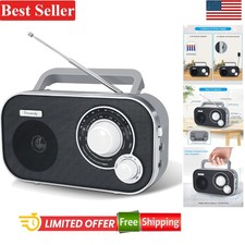 Versatile Battery or AC Powered AM/FM Radio for Home, Camping, and Emergency Use
