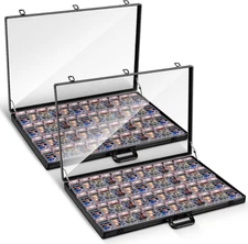 2 Pcs Card Show Display Case Trade Show Display Case Sport Aluminum Glass Table 