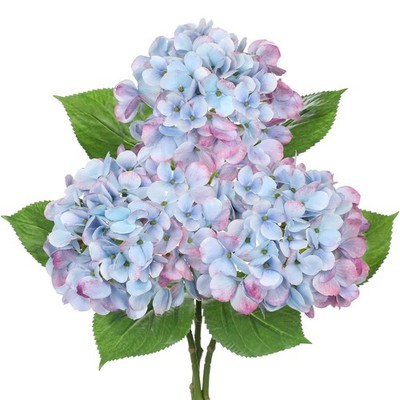 3Pcs Baby Blue Hydrangea Artificial Flowers 19.7 in Real Touch Faux Hydrangea...